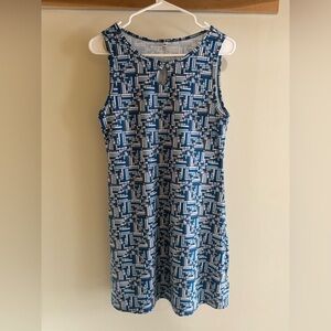 Nuu Muu The Original Keyhole Dress Women’s Size M Blue Geometric Print Athletic